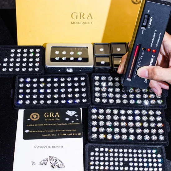 Фабрика Wuzhou Gra, свободные алмазные камни из муассанита круглой бриллиантовой огранки, 1 карат, белый муассанит