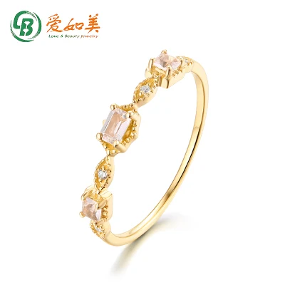 Горячий продавать ювелирные изделия из твердого золота кольцо женщин 14K золото белый кристалл кольцо для вечеринки